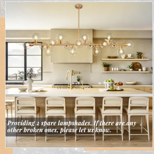 Gold Linear Chandeliers for Dining Room 17 Lights Modern Sputnik Chandelier