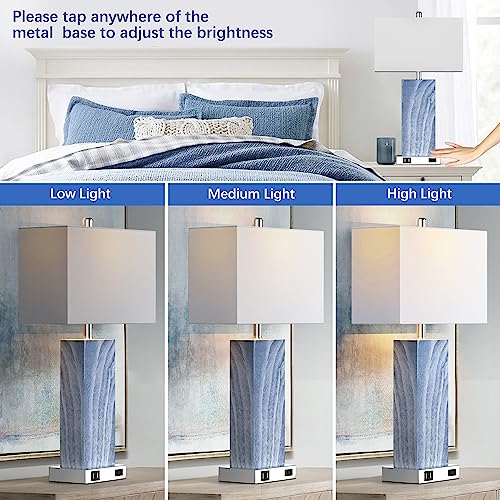 Touch Control Table Lamps with White Fabric Shade Set of 2 (2 Count)