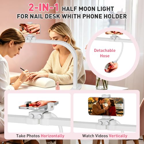 Half Moon Light for Nail Desk with 5X Magnifier (40 Count)