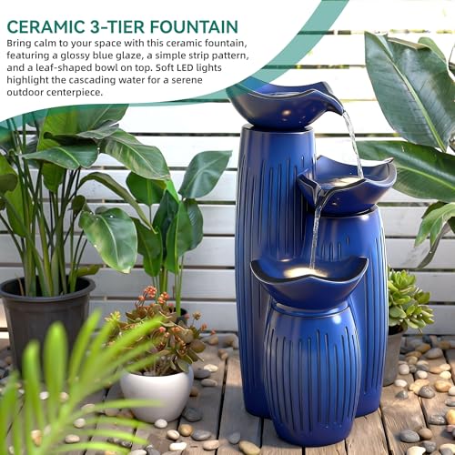 Autodaya 30" H Modern Ceramic Outdoor Water Fountain
