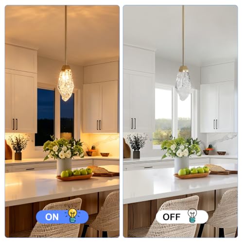 Modern 1 Light Brass Stem Rock Crystal Mini Pendant Lamp