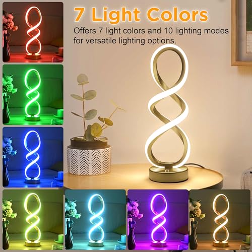Modern Spiral LED RGB Table Lamp (2 Count)