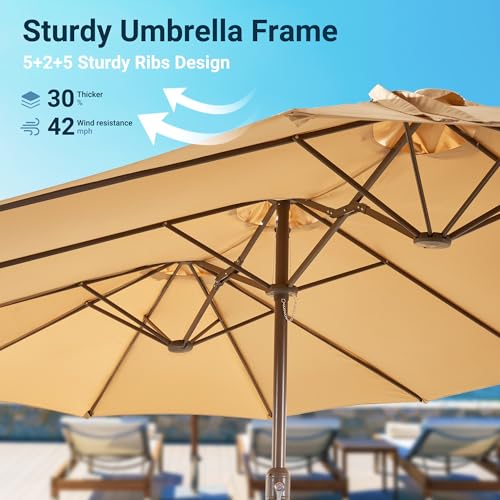 15 Ft Double Head Umbrella Outdoor Patio With Base