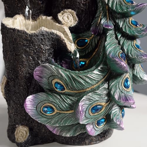 Tabletop Peacock Waterfall Fountain