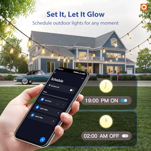 100FT Outdoor String Lights ST38 LED with APP Control Waterproof (100 Foot)