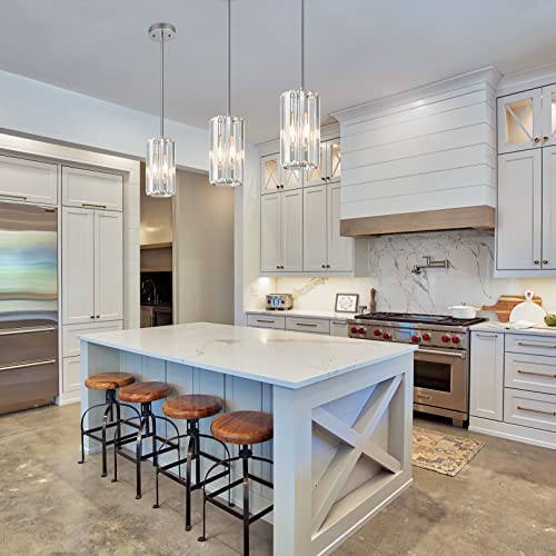 Chrome Pendant Lighting Modern Pendant Light Mini Crystal Chandeliers Adjustable Pendant Light Fixture for Kitchen Island Dinning Room Corridor Bedroom