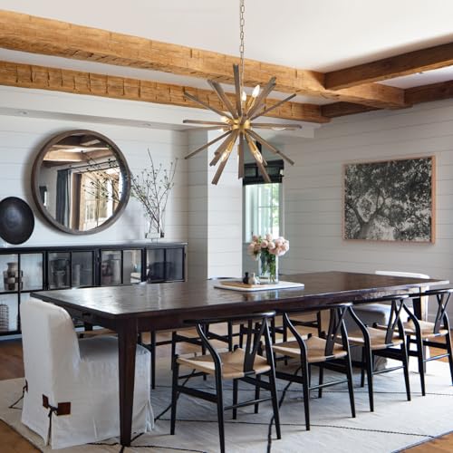 9 Light Wood Sputnik Chandelier for Entryway (9 Count)