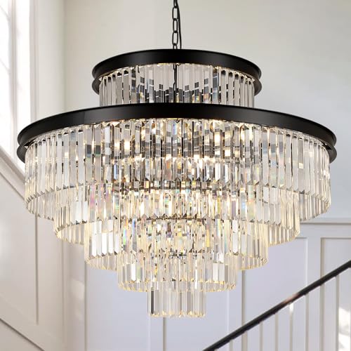 35" Large Black Crystals Chandelier 6