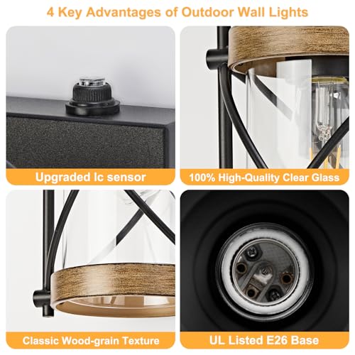 Dusk to Dawn Outdoor Wall Lights Fixtures (2 Count)