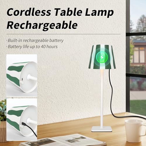 Outdoor Waterproof Cordless Wireless Rechargeable Portable Top Touch Battery Operated Powered LED Table Lamp Desk Lamp Lights for Restaurant Kitchen Patio Dinner Dining
