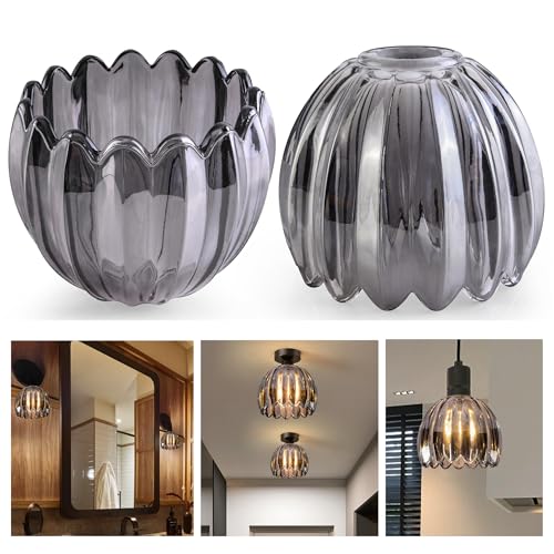 Dark Grey Tulip Glass Lamp Shades Set of 2 (2 Count)