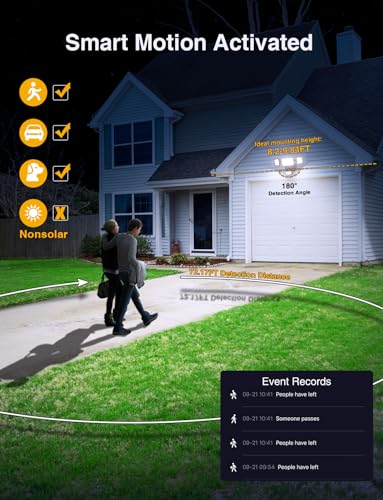 65W Smart Outdoor Security Lights with Motion Sensor (Black)