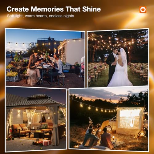 200FT Outdoor String Lights G40 with Remote Control Dimmable Patio Globe LED 108 Bulbs Waterproof Shatterproof (200 Foot)