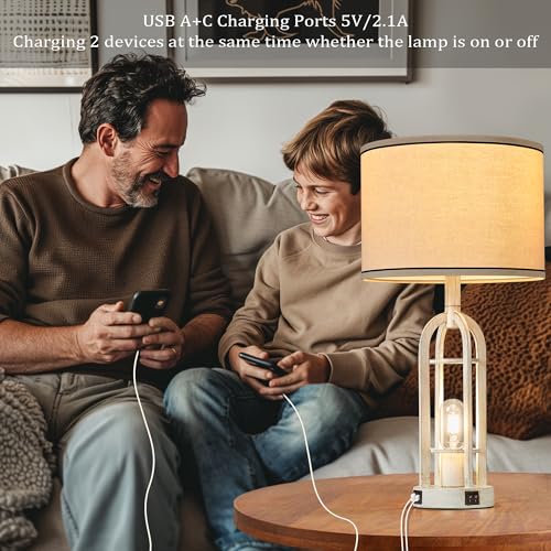 Farmhouse Table Lamps for Living Room Set of 2 (2 Count)