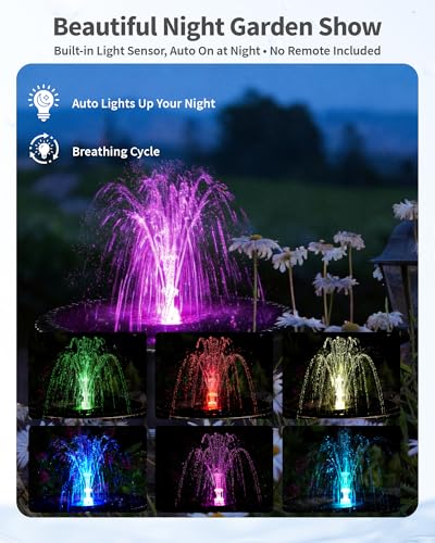 8W Solar Fountain Pump with 3200mAh Battery Backup & LED Lights