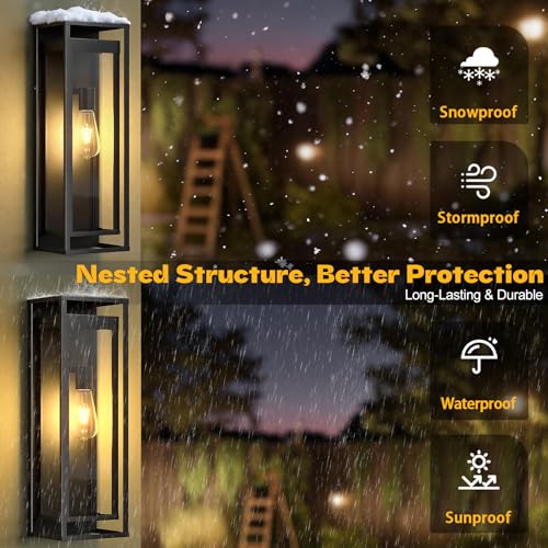 20in Extra Large Outdoor Wall Sconce Black Modern Exterior Lighting Fixture