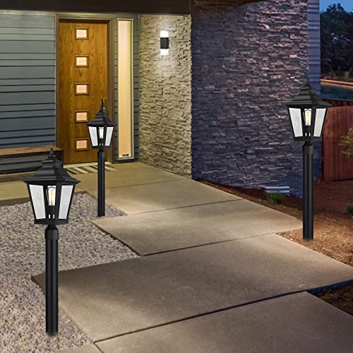 Large Outdoor Post Light Fixtures 21'' Lamp Post Light Fixture Black Finish Waterproof Anti