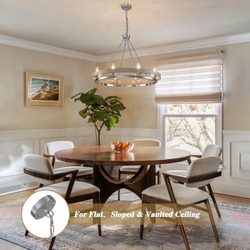 29" Brushed Nickel Wagon Wheel Chandelier