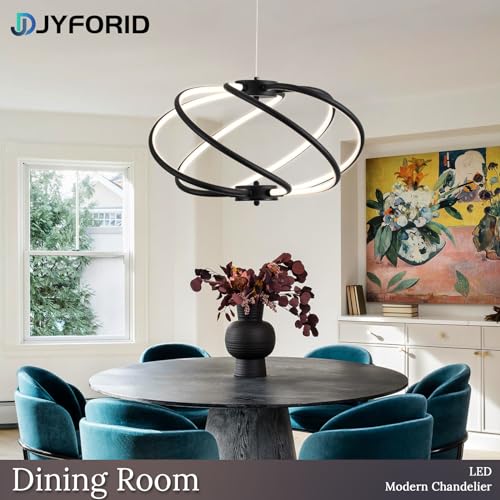 Black Modern Chandelier with Remote Control