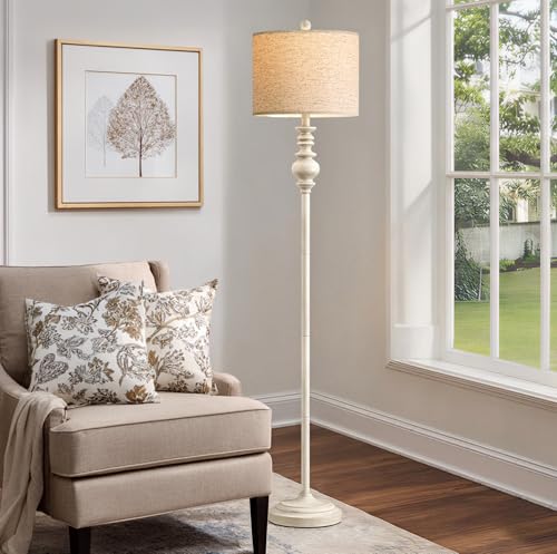64.25" Farmhouse Floor Lamp for Living Room Bedroom (Rustic White)