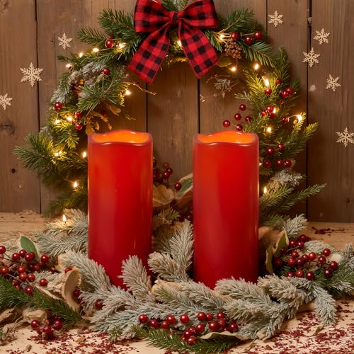 4"x10" Burgundy Flameless Candles (2 Count)