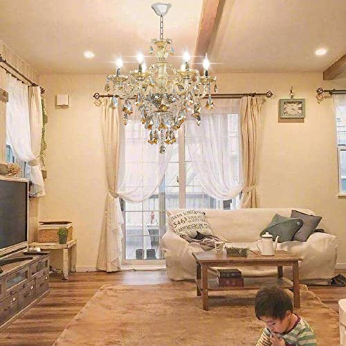 Modern K9 Crystal Chandelier Cognac 6 Lights