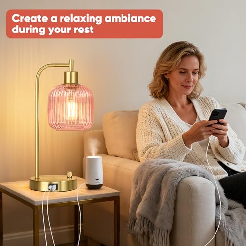 Pink Glass Table Lamps Set of 2 (2 Count)
