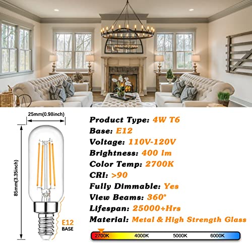 E12 Edison LED Light Bulbs 40 Watt Equivalent Candelabra (6 Count)