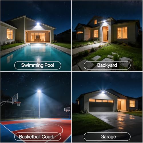 120W Flood Lights Outdoor Hardwired Security Light IP66 Waterproof 6000K