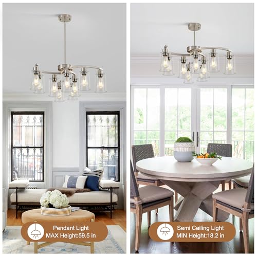 9 Light Brushed Nickel Kitchen Light Fixtures (9 Count)