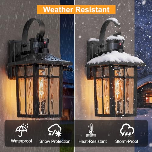 Aluminum Motion Sensor Outdoor Wall Light with Ripple Glass