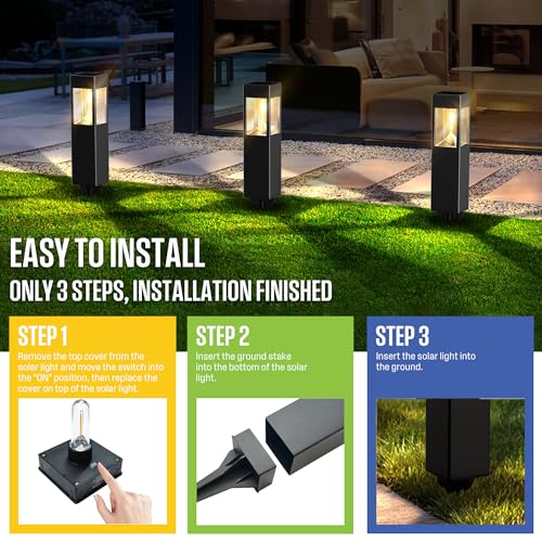 6 Pack Black Solar LED Outdoor Path Lights 30 Lumens (6 Count)