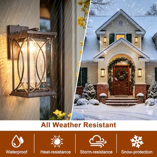 18" Oil Rubbed Bronze Large Outdoor Wall Lantern Dusk to Dawn Coach Light Modern Extra Large Deep Brown Exterior Sconce Waterproof Metal with Crack