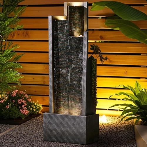 50H Modern Outdoor Water Fountain with LED Light