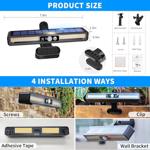 Clip On Solar Lights Outdoor with PIR Motion Sensor (2 Count)