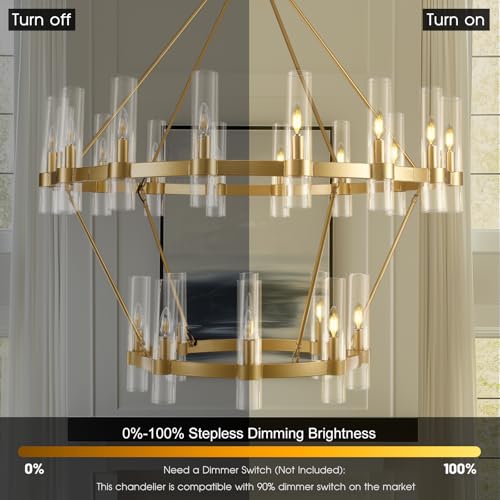 Gold Wagon Wheel Chandelier 2 Tier (30 Count)