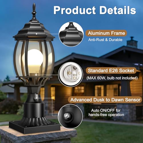2Pack Dusk to Dawn Outdoor Post Light (2 Count)