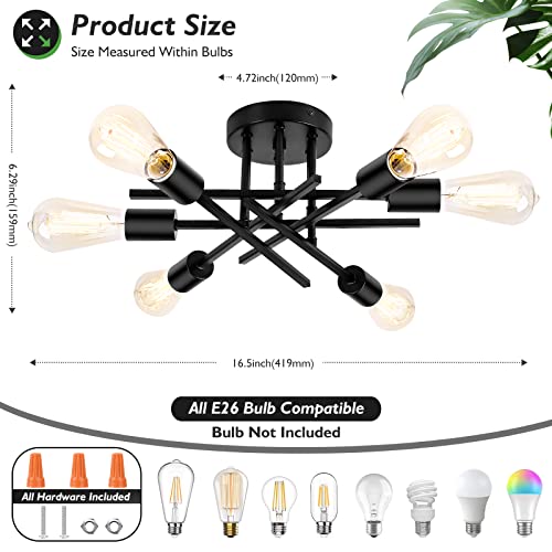6 Light Semi Flush Mount Ceiling Light Fixture