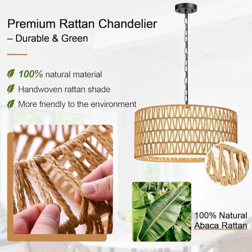 9" 52" Height Adjustable Farmhouse Chandelier Light Fixture