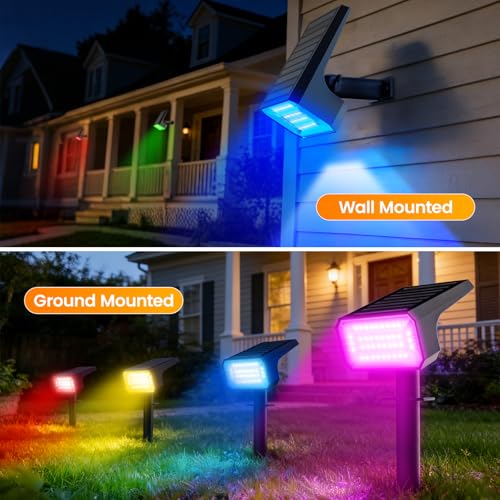 Color Changing Solar Spot Lights Outdoor 4 Pack (4 Count)