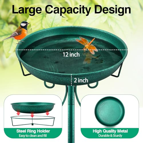 35In Metal Bird Bath for Outside