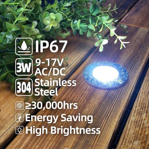 3W Recessed Low Voltage Deck Light 6 Pack 2Inch (6 Count)
