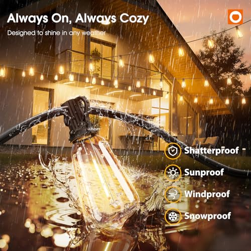 200FT(50*4) Outdoor String Lights with Remote LED Edison Waterproof (200 Foot)