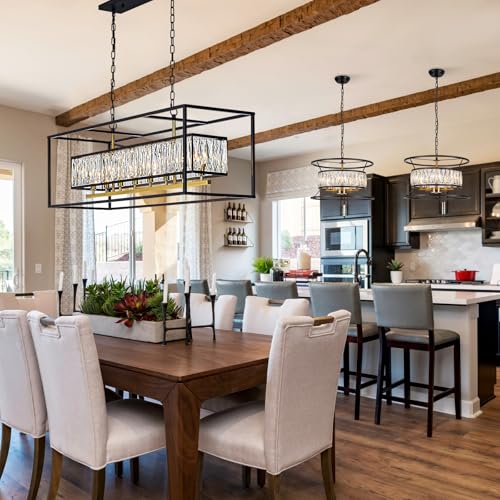 Large Modern Black and Gold Crystal Chandeliers for Dining Room