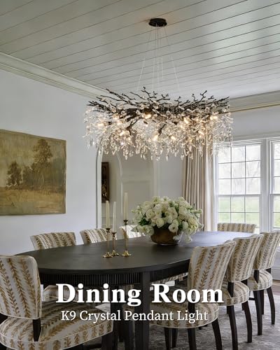 Modern Black Tree Branch Crystal Chandelier Luxury Crystal Pendant Lighting 40" Contemporary 14