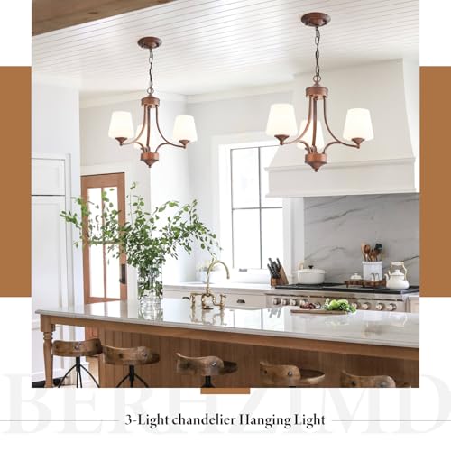 3 Light Oil Rubbed Bronze Chandelier for Dining Room Farmhouse Pendant Light Fixture with Frosted Glass Rustic Ceiling Lighting Modern Hanging Lamp for Kitchen Island Entryway (3 Count)