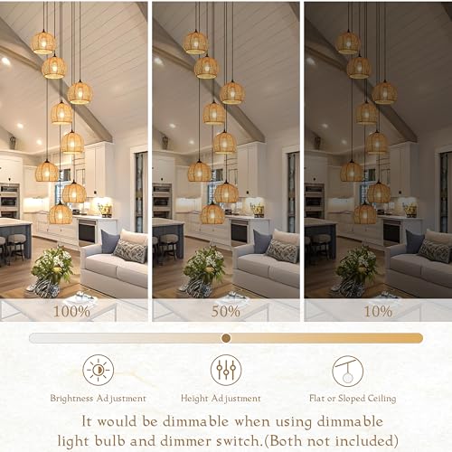 8 Light Woven Foyer Chandeliers for High Ceiling H100"