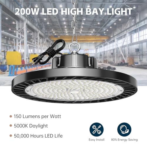 UFO LED High Bay Lights 200W 30000LM 5000K 6 Pack (6 Count)