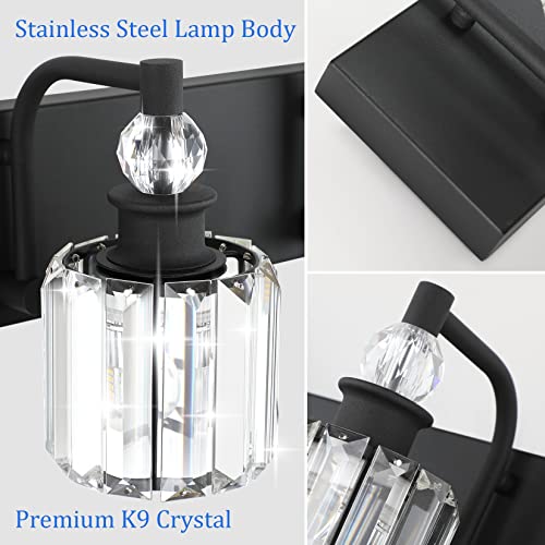 Black Crystal Vanity Light Fixtures 4 Light Crystal Bathroom Vanity Lights Fixtures Over Mirror Modern Matte Black Bath Wall Lights