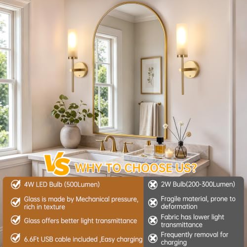 Battery Operated Wall Sconces Set of 2 (2 Count)
